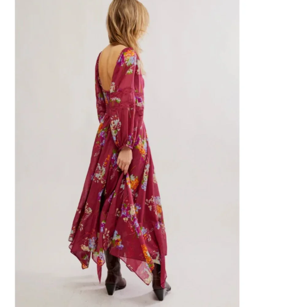 new FREE PEOPLE Morning Glory Maxi Dress / Red Combo  268